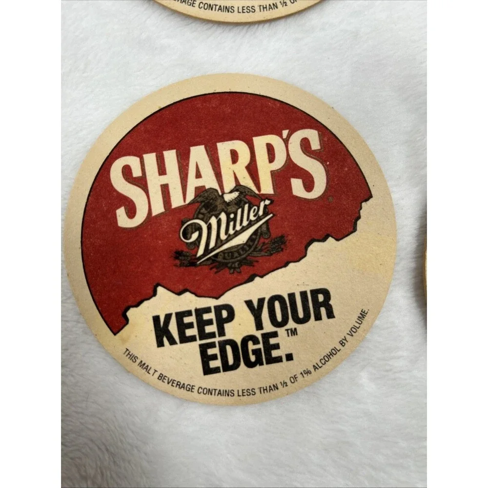 Vintage Miller’s Sharp Round Beer Coaster 4 Inch Keep Your Edge Bundle Of 4